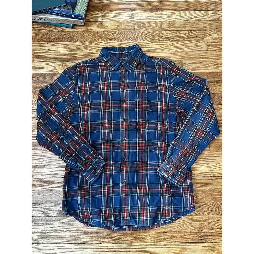 LL Bean Shirt Mens Medium Plaid Flannel 100% Cotton Long Sleeve Traditional Fit
